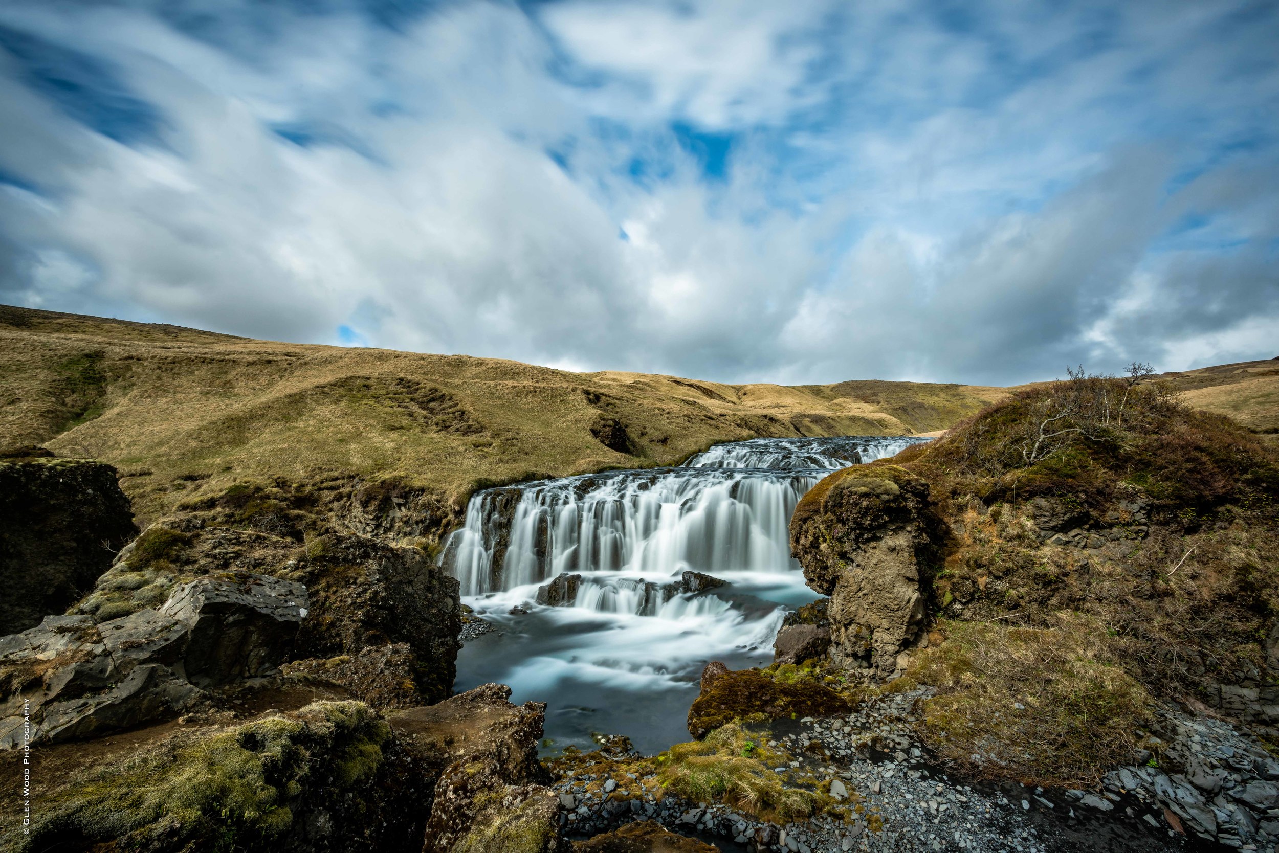 Suourland - Falls above Skogafoss Falls