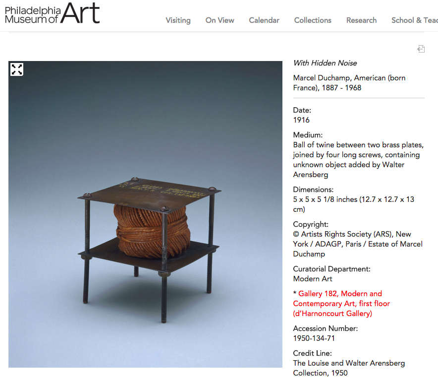 Duchamp's With Hidden Noise at the Philadelphia Museum of Art
