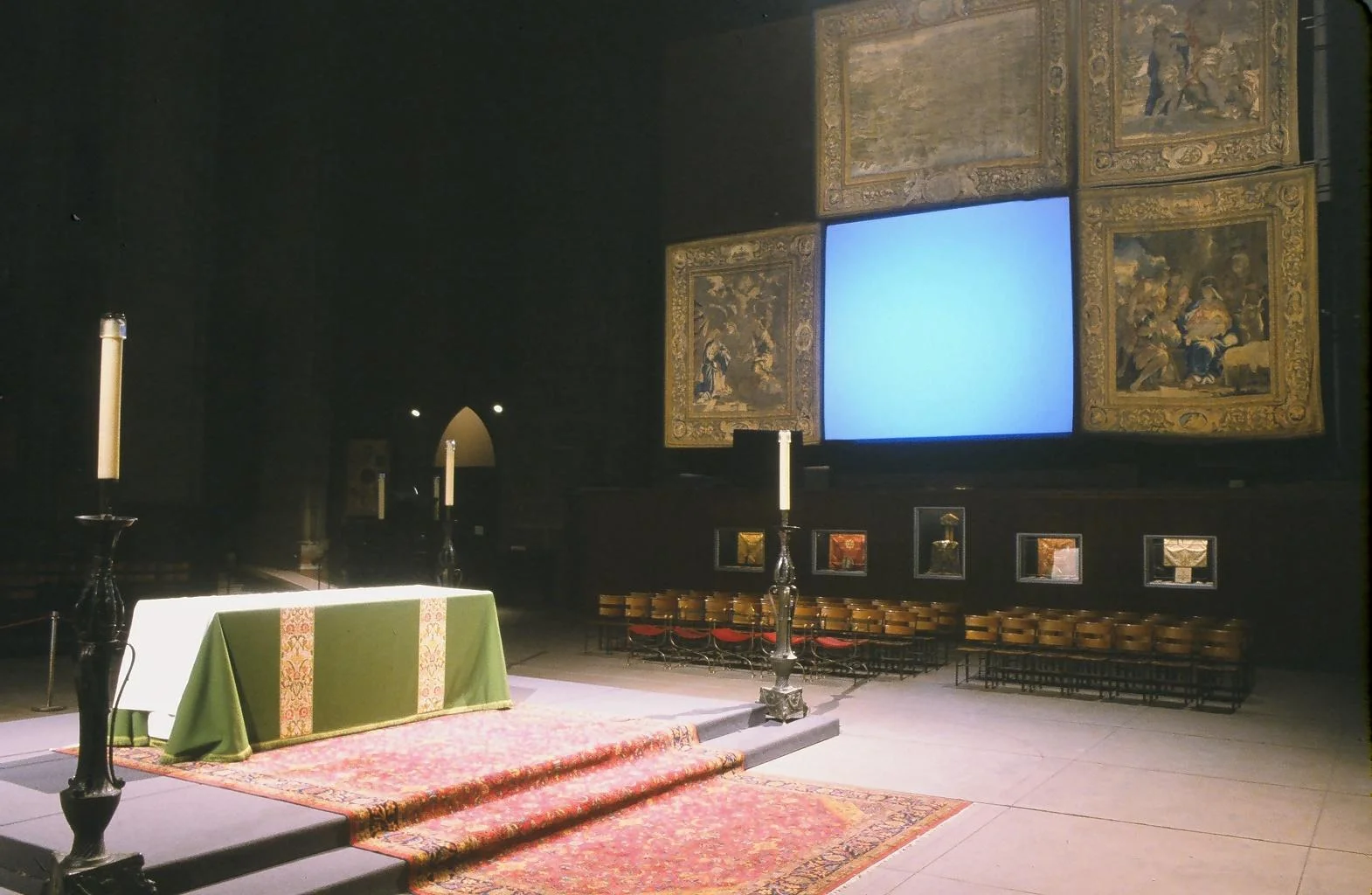 Cathedral of St John The Divine, New York (June - August 2000) An exhibition commemorating the 30th anniversary of Stonewall with installations by Donald Moffett , Liz Deschenes and Kevin Larmon