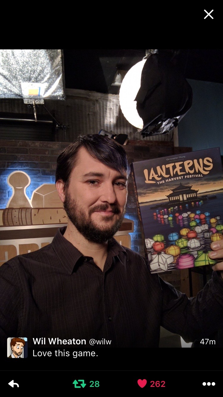 Wil Wheaton & Lanterns on Twitter the day of the episodes recording.