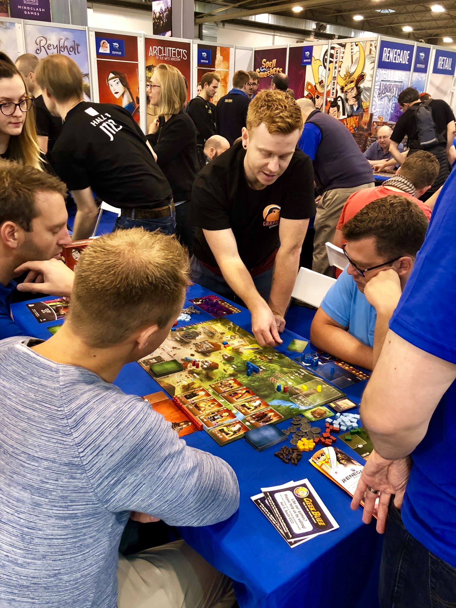 Designer Sam Macdonald demoing Architects of the West Kingdom.