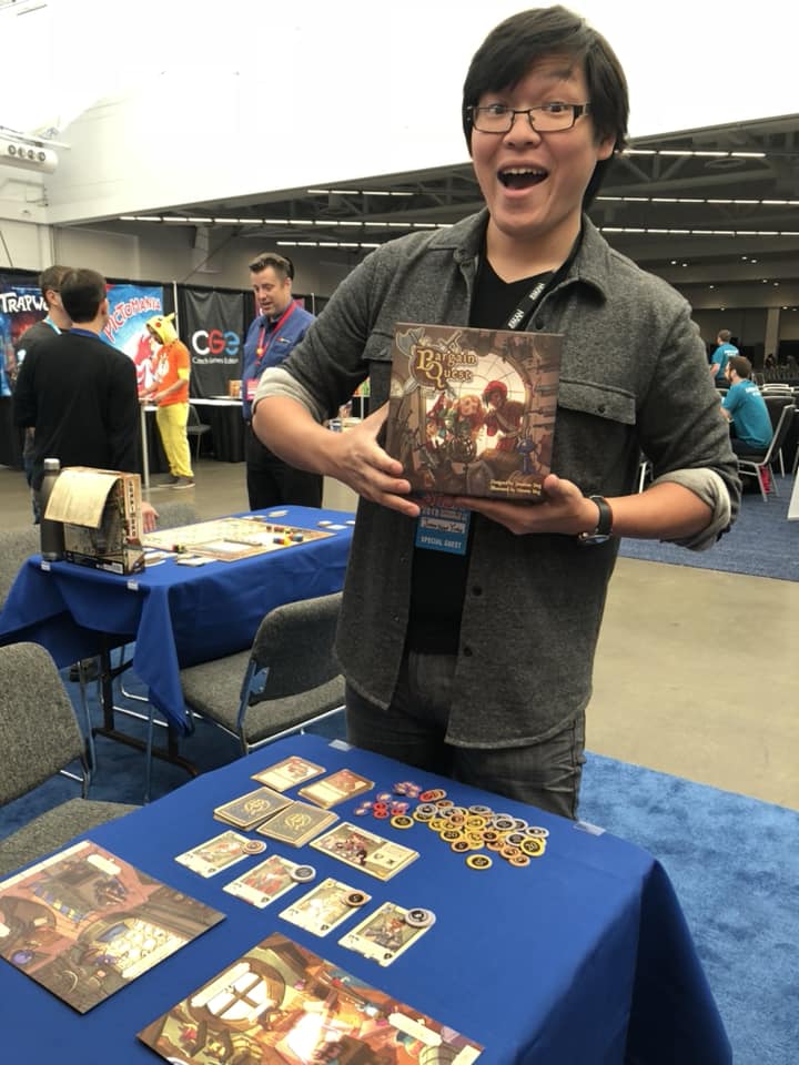 Jonathan Ying, designer of Bargain Quest, excited to play!
