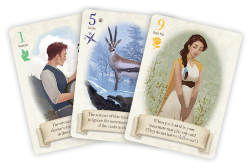 Three Cards from The Fox In The Forest Duet: Musician, Animal and Monarch