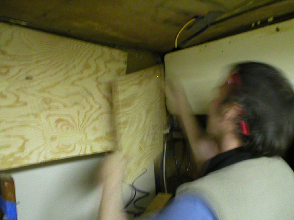 epoxying the plywood to the cabin sides