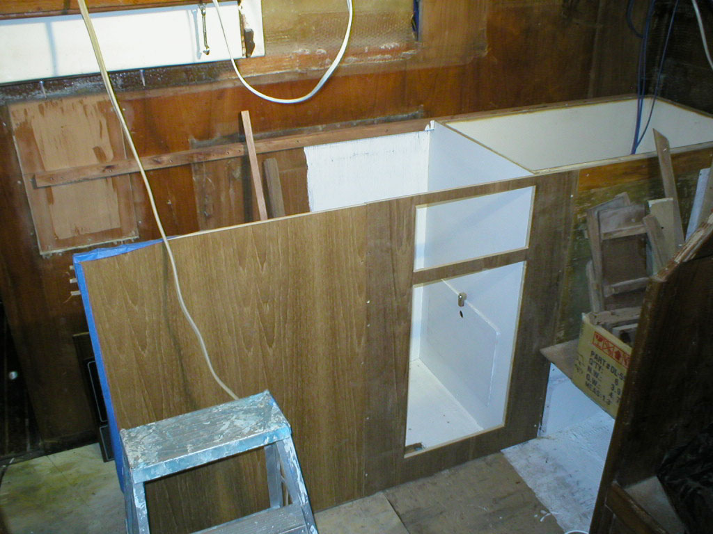 looking aft at the new refrigerator space