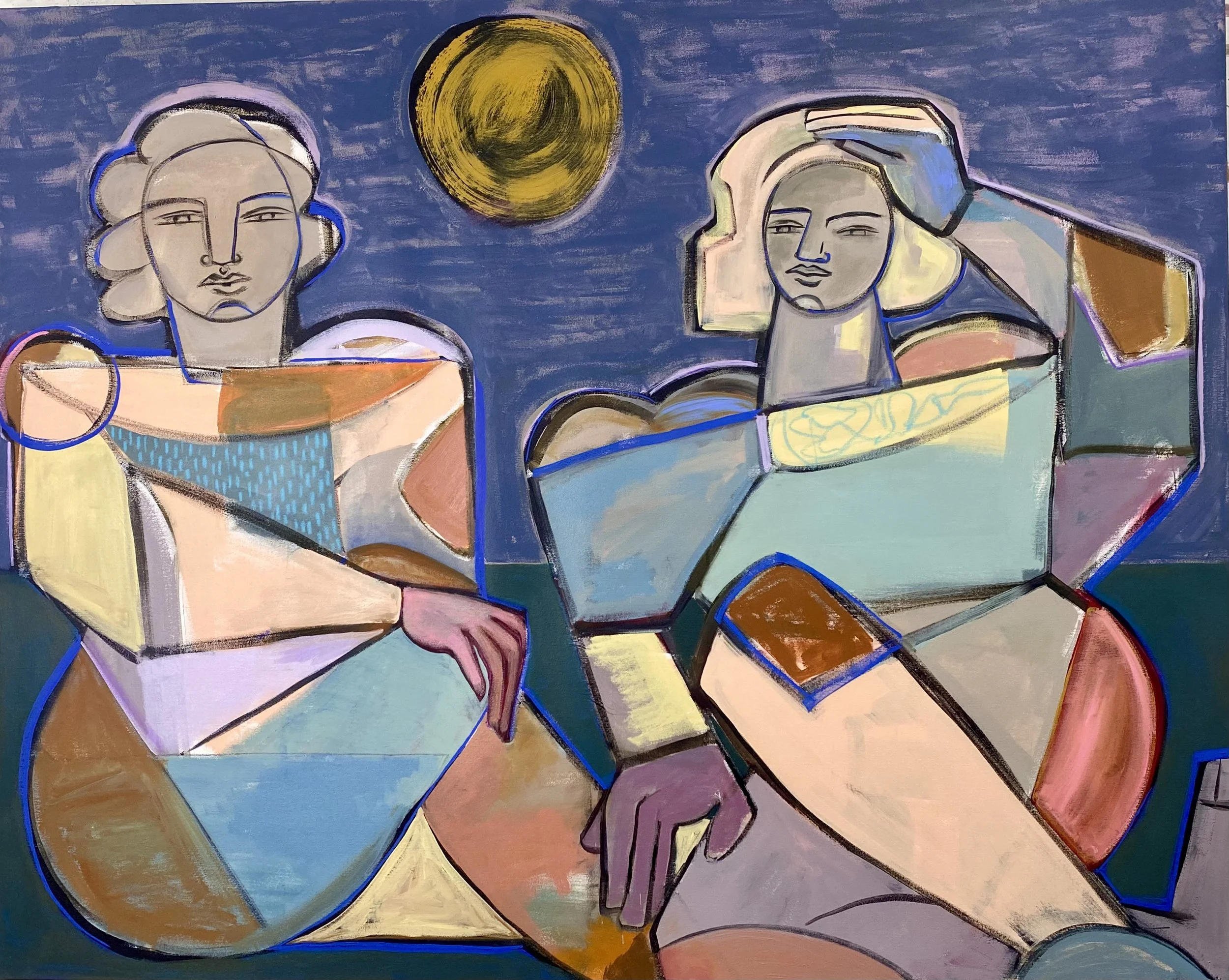  Under a Blue Sky, Mixed media painting on canvas, 48x60, 2024 