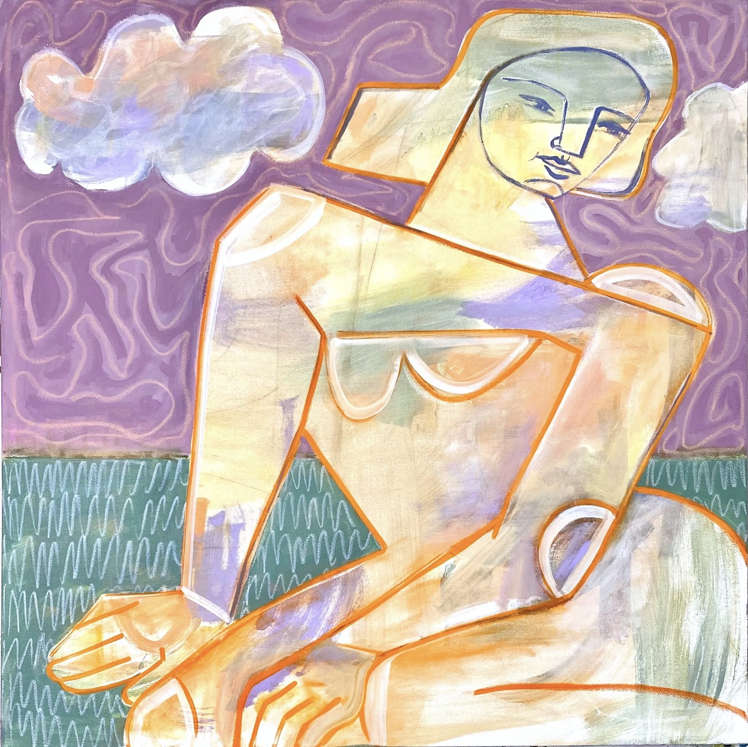  Where the Green Grass Grows, Mixed media on canvas, 36x36, 2024 