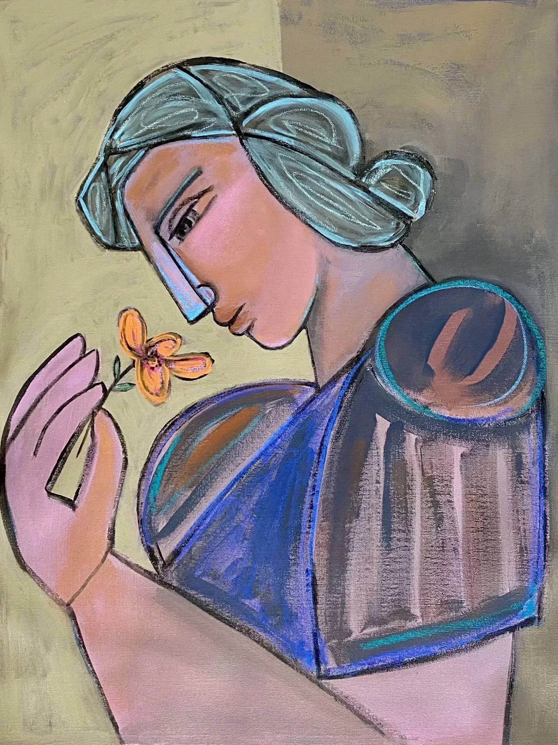 Woman Holding Orange Flower