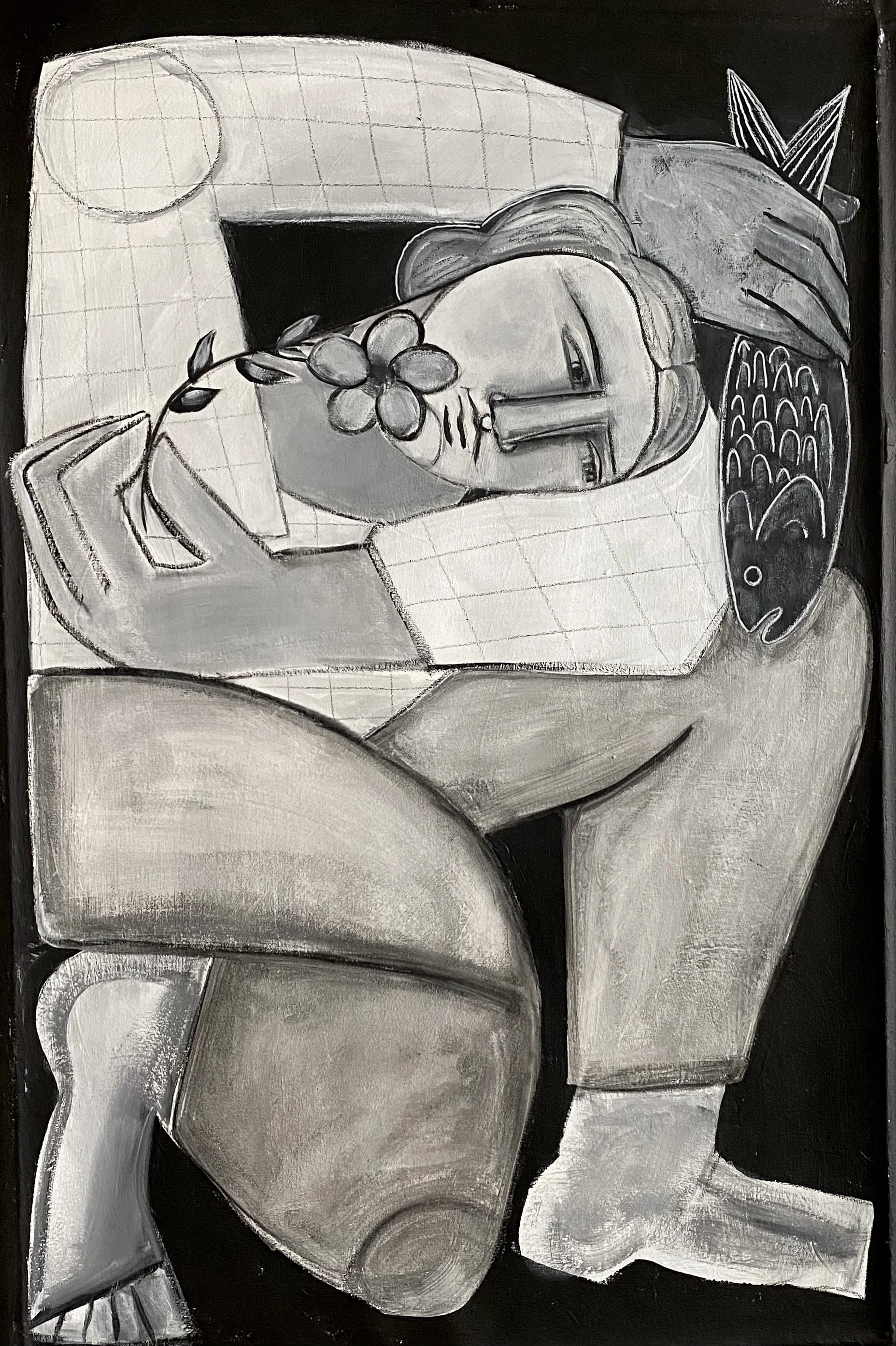 Woman with Flower and Fish