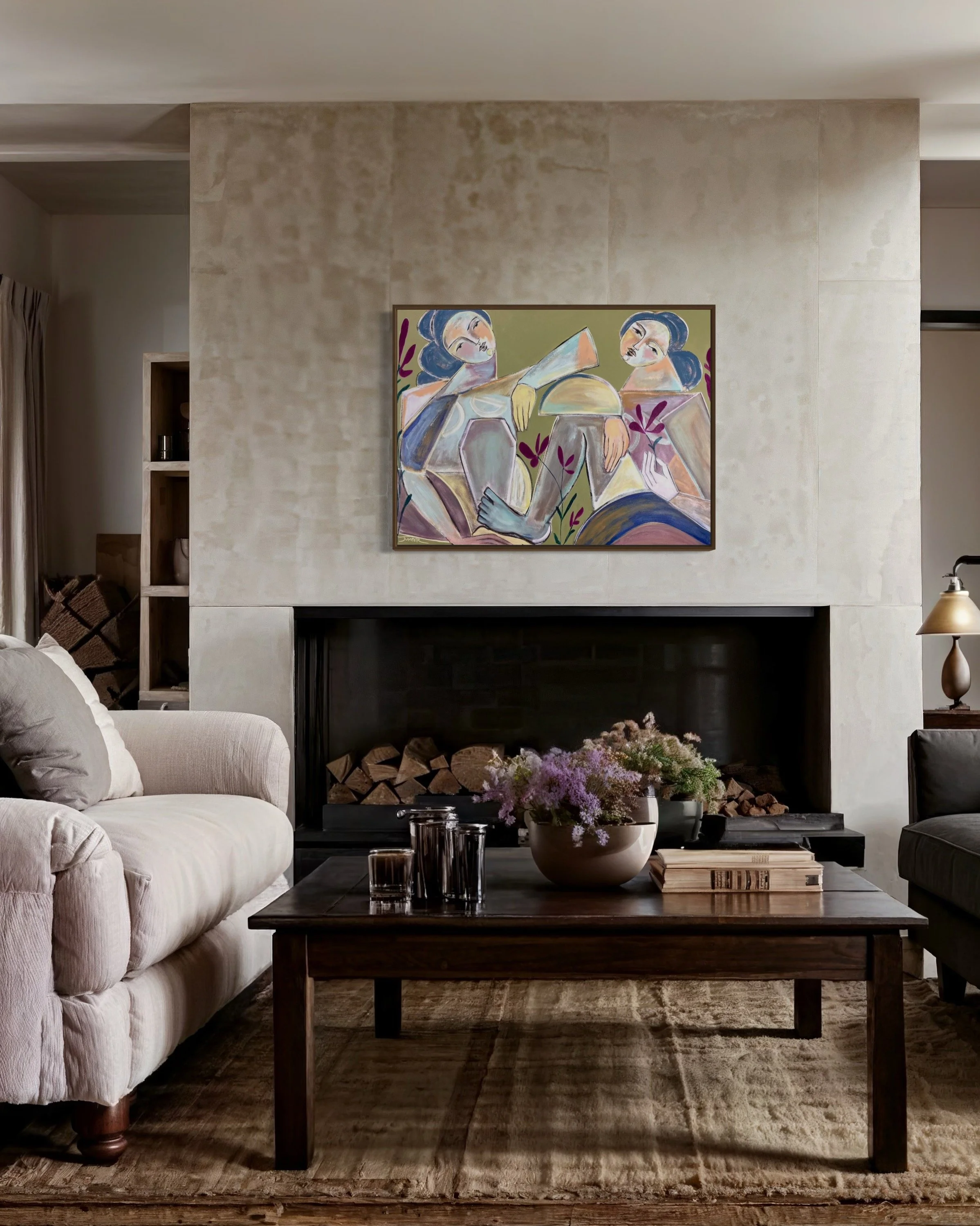 Women Talking in Meadow - Print