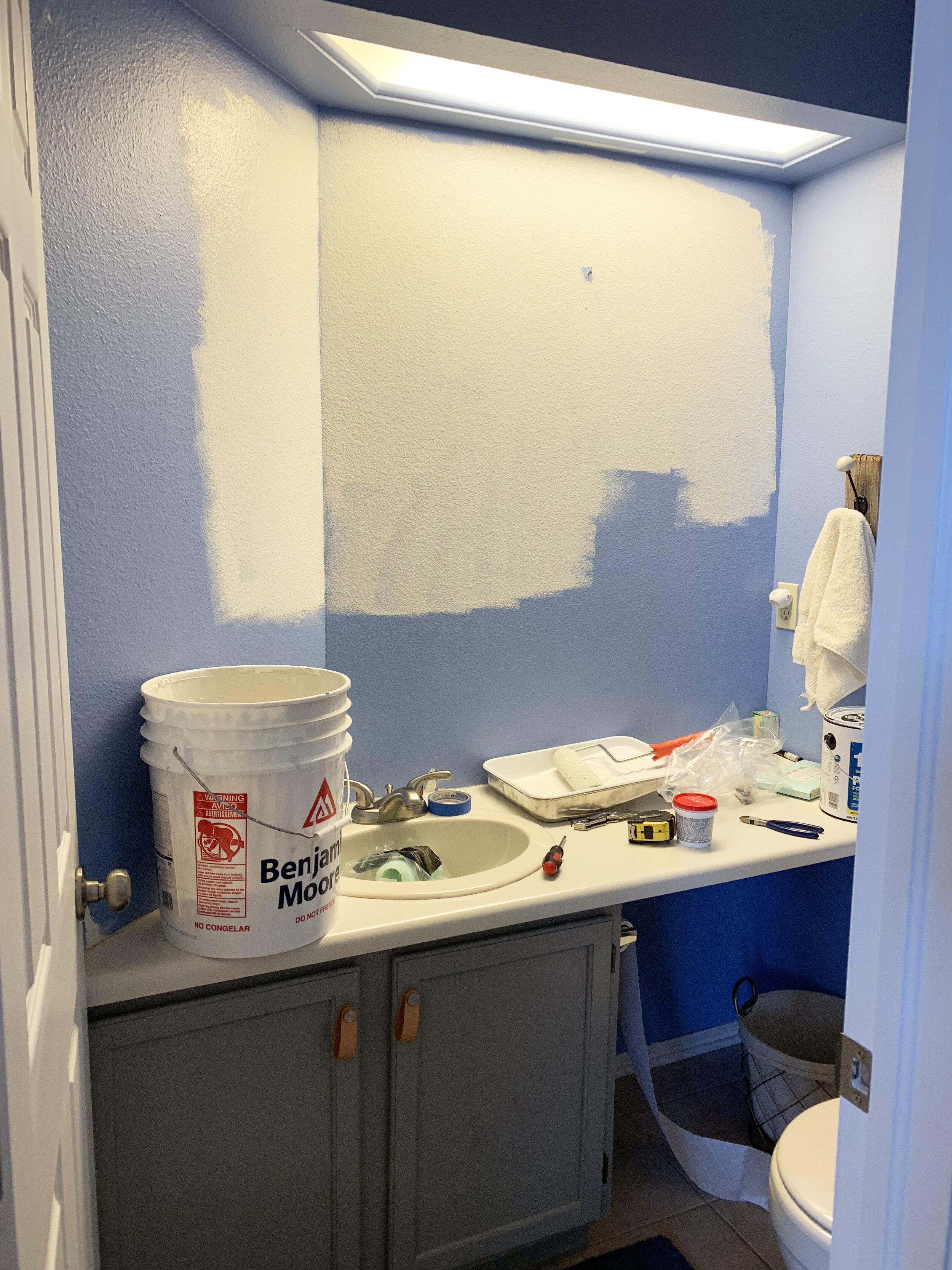 *Breaks out the leftover house paint that the painters left for us - $0  *Runs out of free paint, buys a quart - $23 