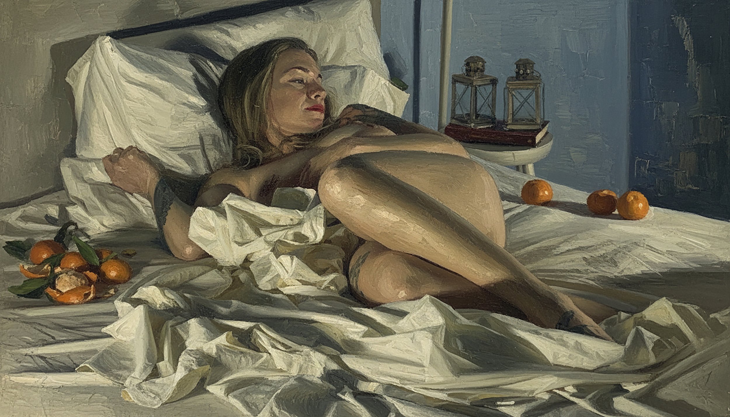 "Lamplight", Oil on Canvas, 18 x 32", 2024