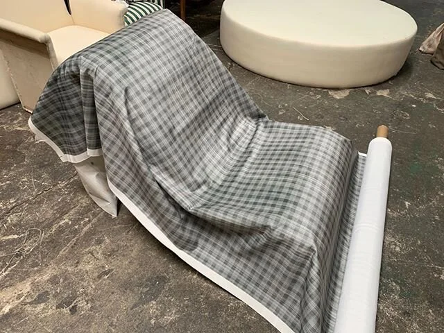 Under construction... these vintage Sakura chairs are getting covered in my Vintage Plaid fabric for a Kids’ Loft. I can’t wait to see them finished! #sakura #vintageplaid #customupholstery #digitallyprinted #customtextiles #ljbhomedesign