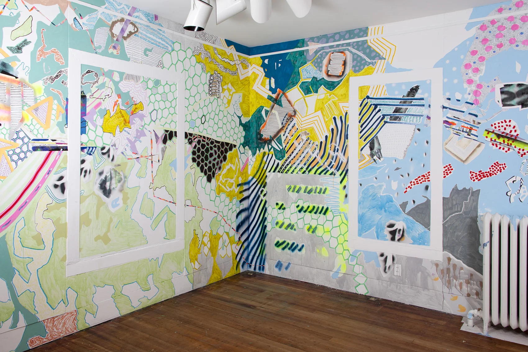Excavators, Demo Projects Mixed media on walls Collab with Will Hutnick 2016
