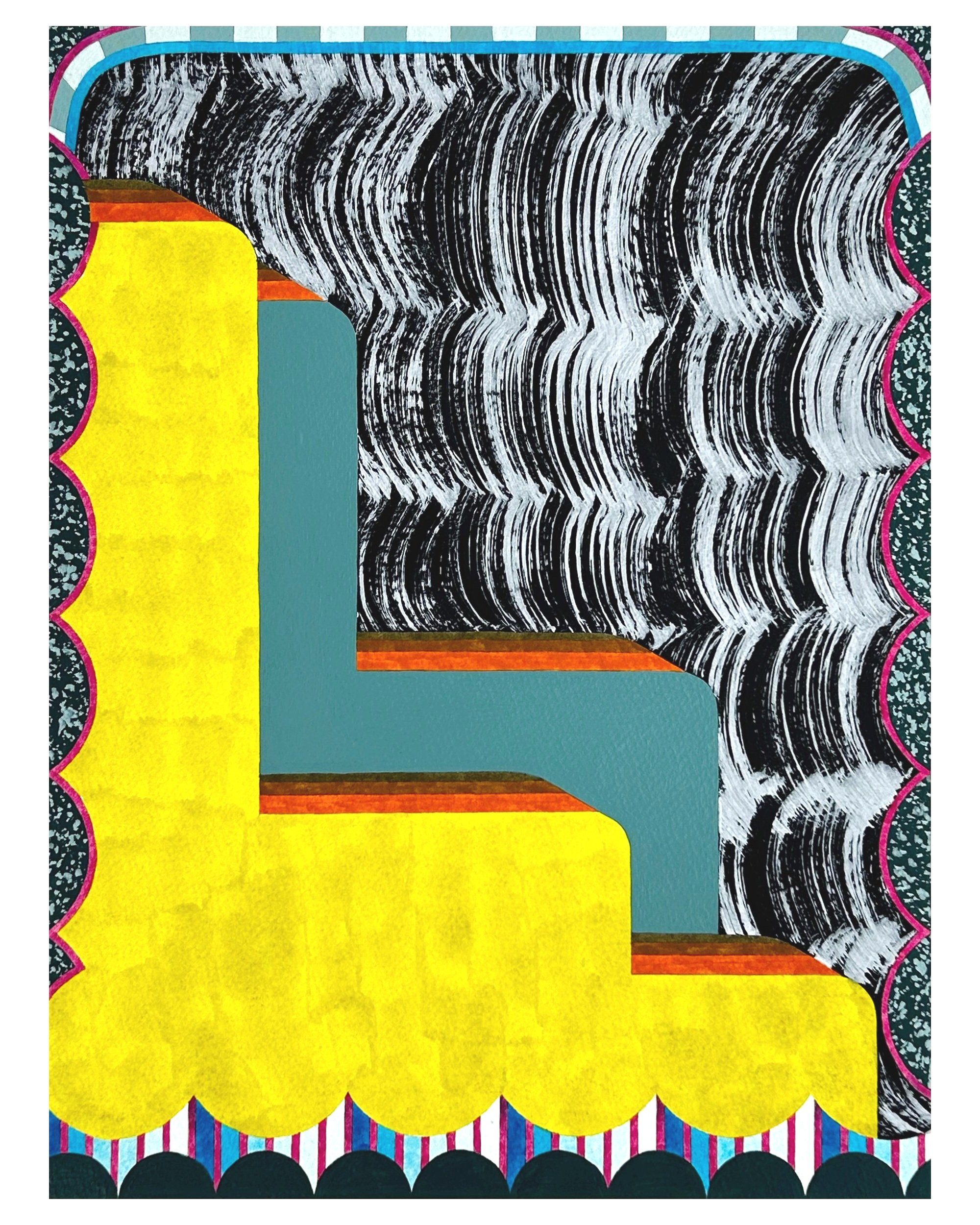 Inching towards whatever it is that isn’t this Acrylic on watercolor paper 13h x 10w in, 2023