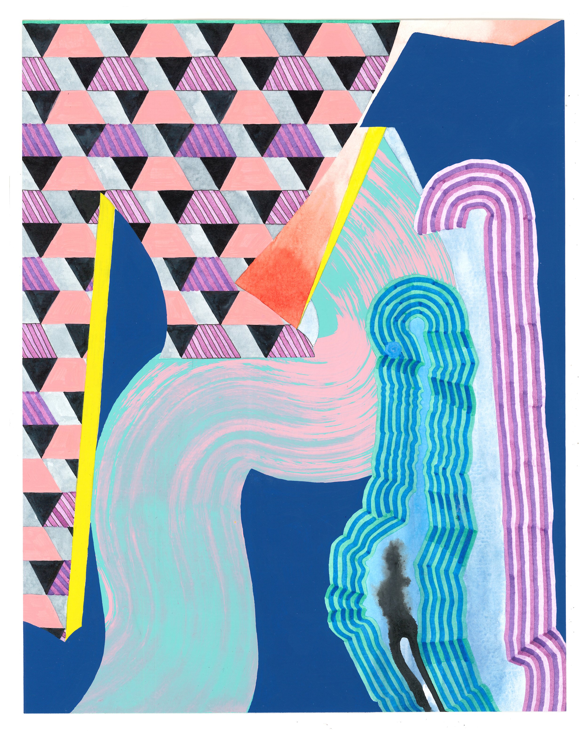 Tropic Like It’s Hot Acrylic and ink on paper 11 x 14”, 2019