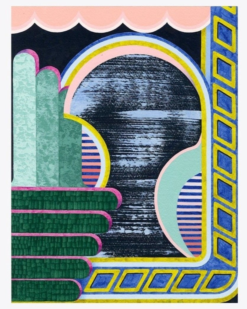A Complex Relationship with Grandeur Acrylic on watercolor paper 13h x 10w in, 2022