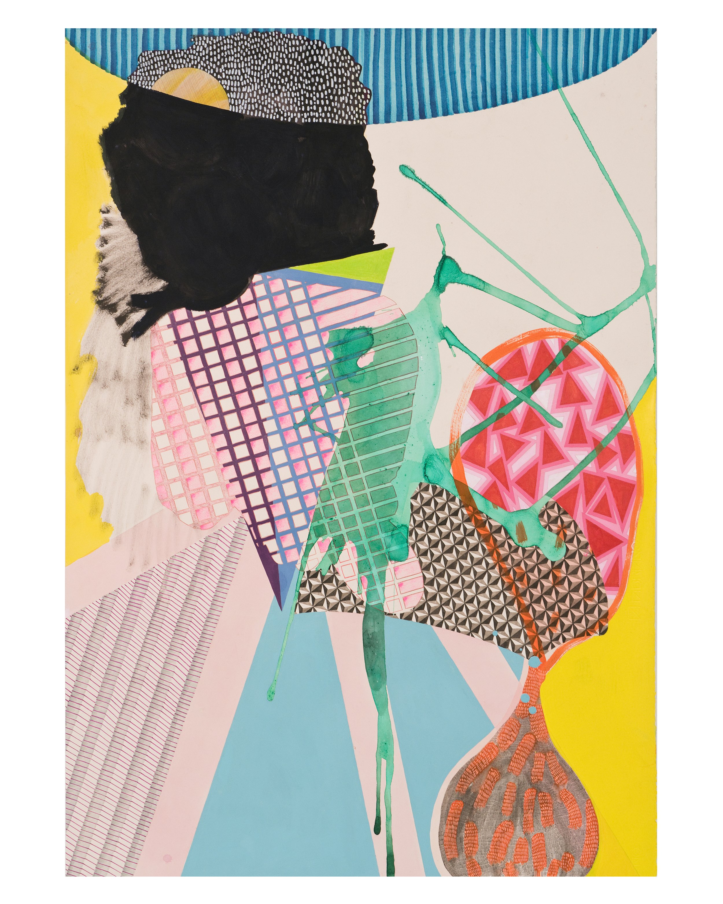 Acrylic and ink on paper 28 x 38”, 2016