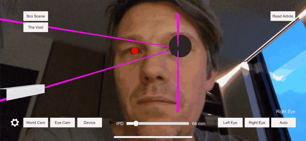 Device Cam view: tracking the positions of the eyes using ARKit face tracking on iPhone X