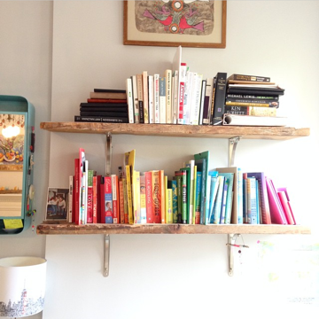 Leah's rainbow of books via Instagram