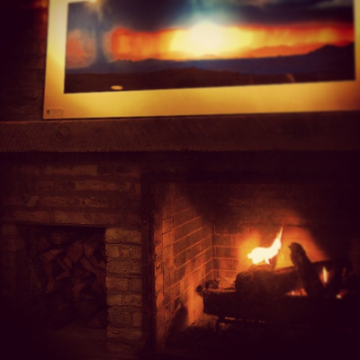 The cozy fireplace @ Boulder Cork via Lindsay Saccullo Interiors Instagram