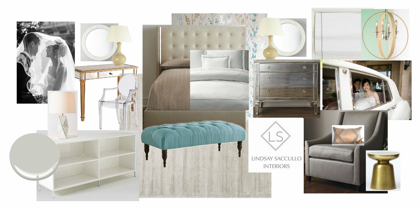 A Hollywood Glam Master Bedroom, Incorporating Client's Own Wedding Pictures