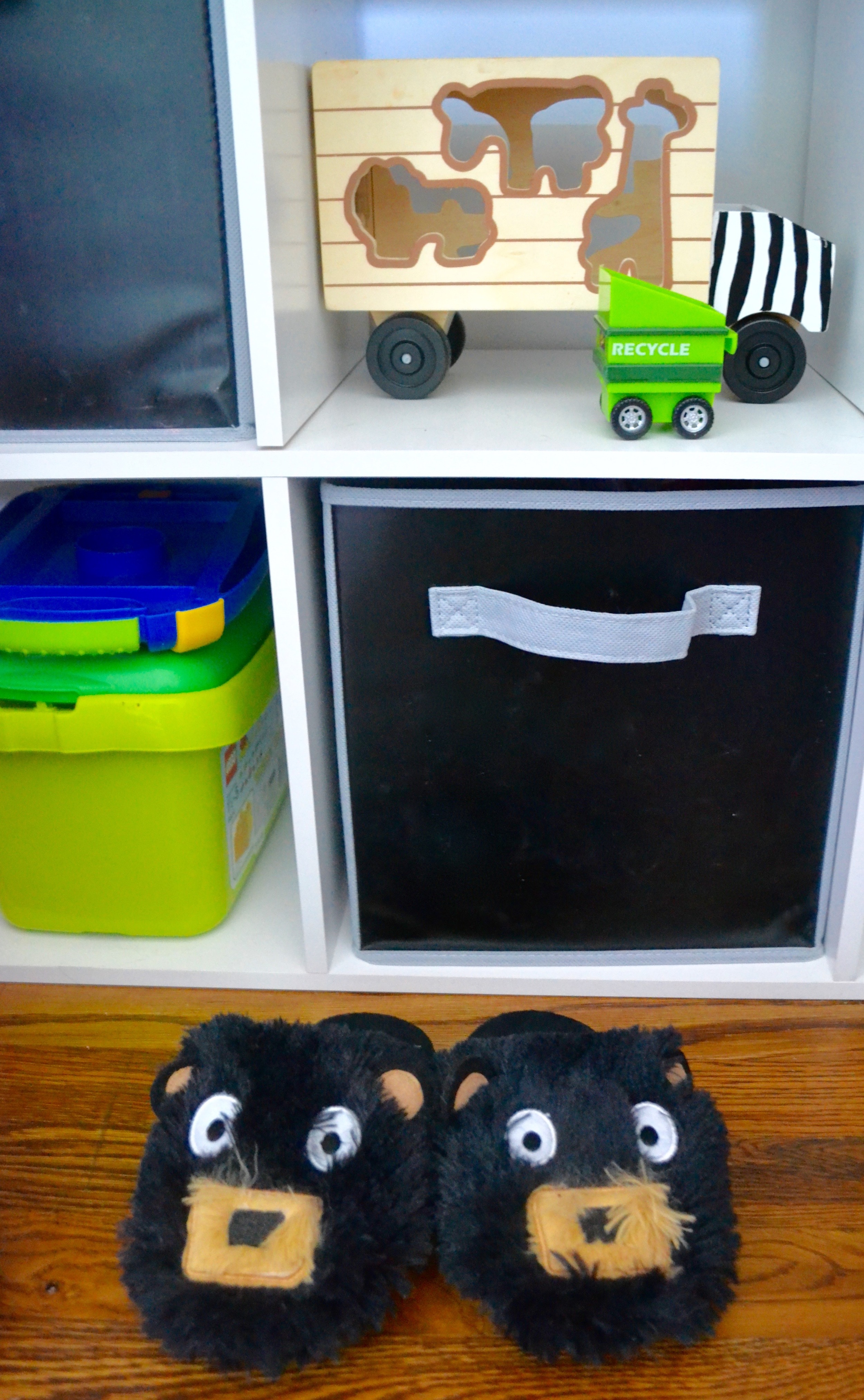 I'm obsessed with these erasable chalkboard storage bins - and these slippers.