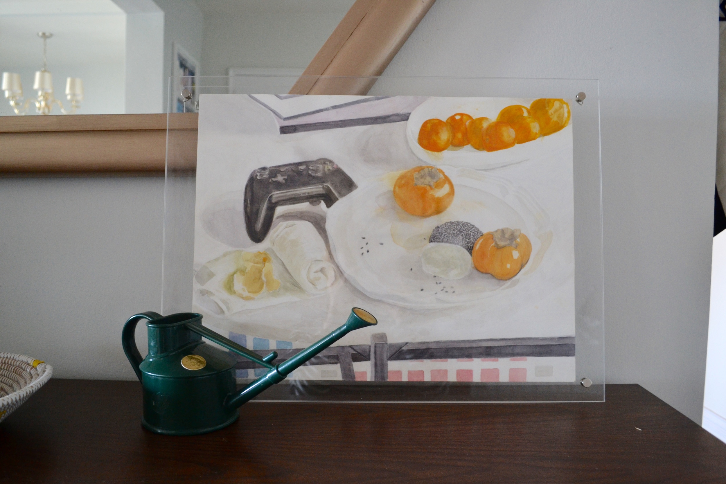 The best accessory here is Client Crafty's very own painting!