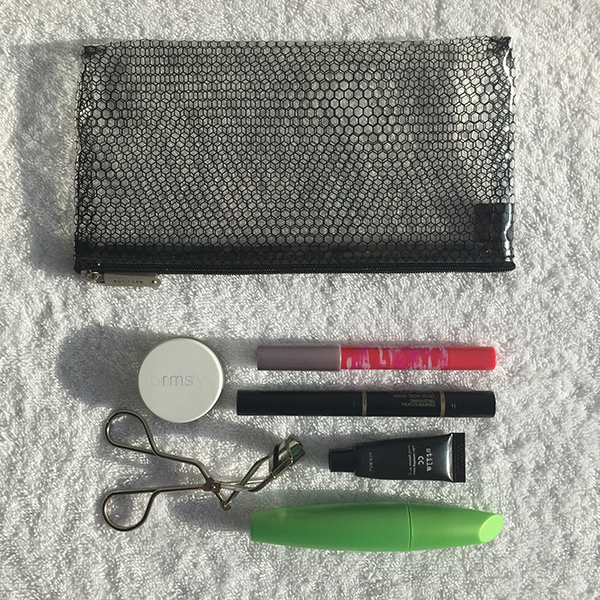 Makeup: "un" cover-up, lip/cheek stain, brow pencil, a cc cream (I use it as sunscreen some days), and an eyelash curler with mascara