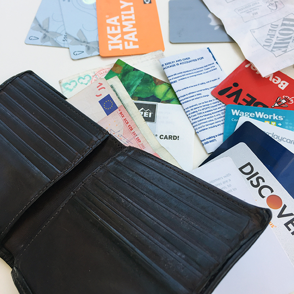 (the old wallet with the nonessentials)
