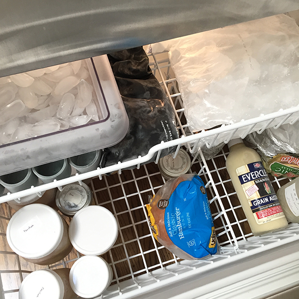(my freezer's three sections)