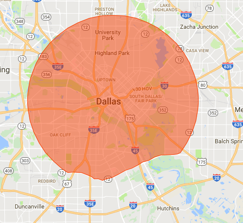 Dallas Delivery Radius
