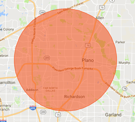 Plano Delivery Radius