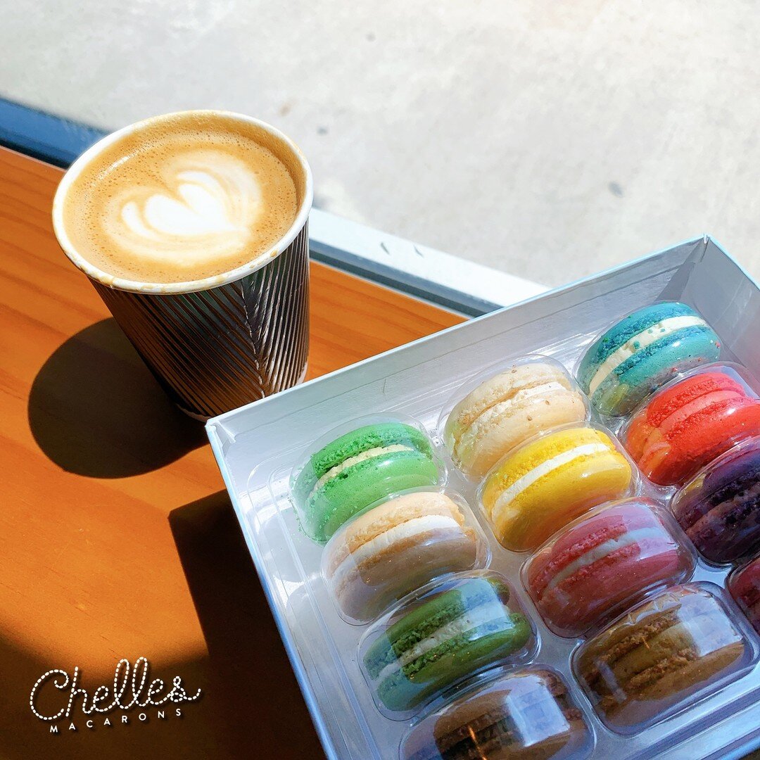 Cappucino and macs - the breakfast of champions!  #foodies #macarons #ChellesYeah #foodies