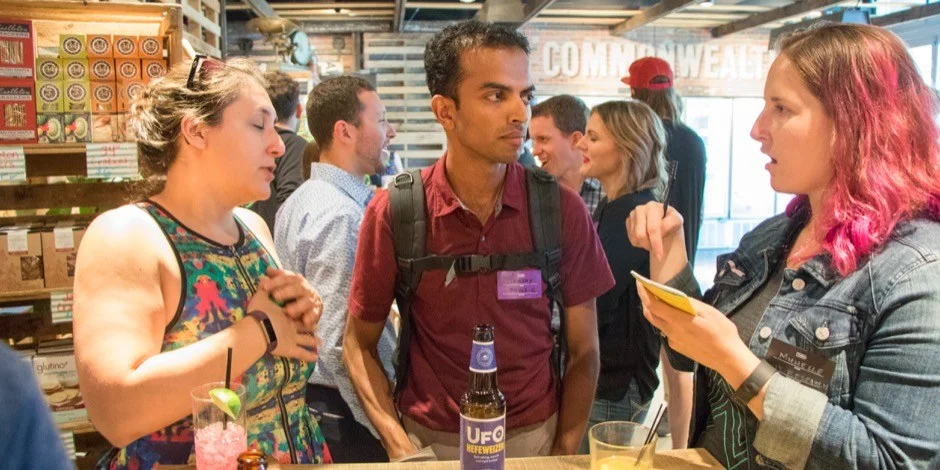 Speaking with Turo hosts and guests at a community event