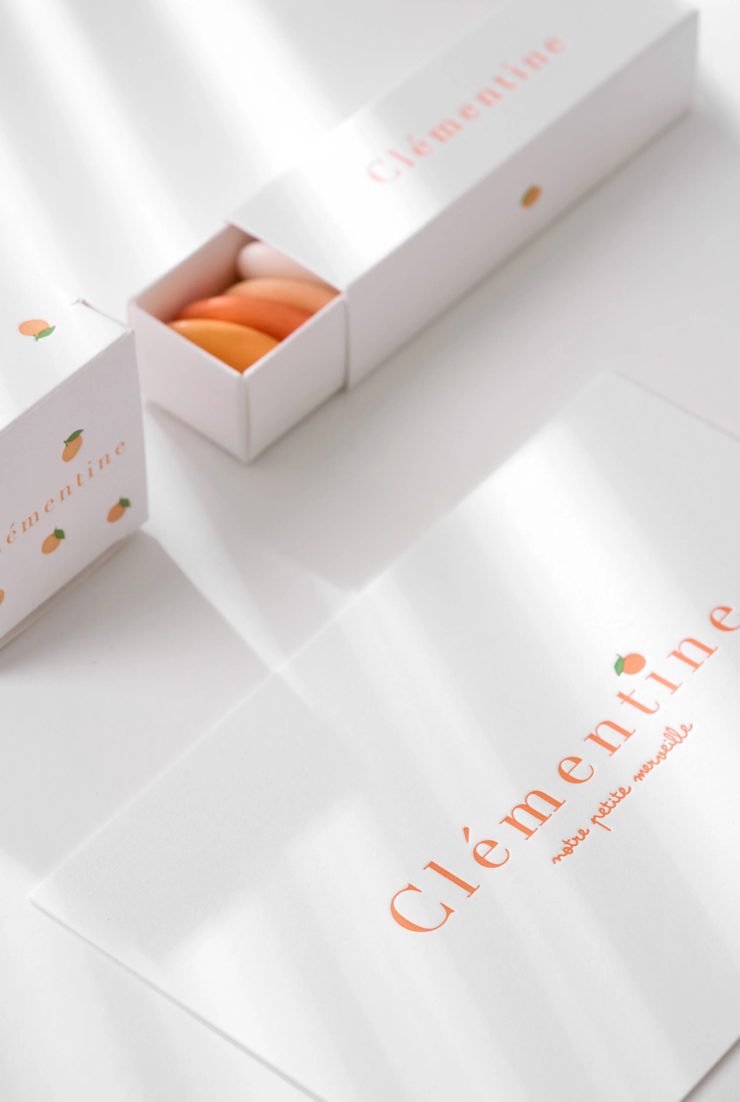 Clementine kaartje letterpress fruit