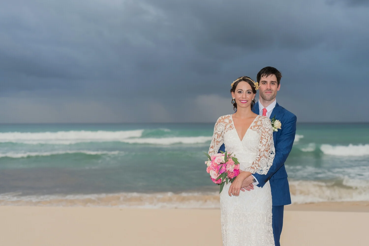 Happily just married on the Mexican caribbean