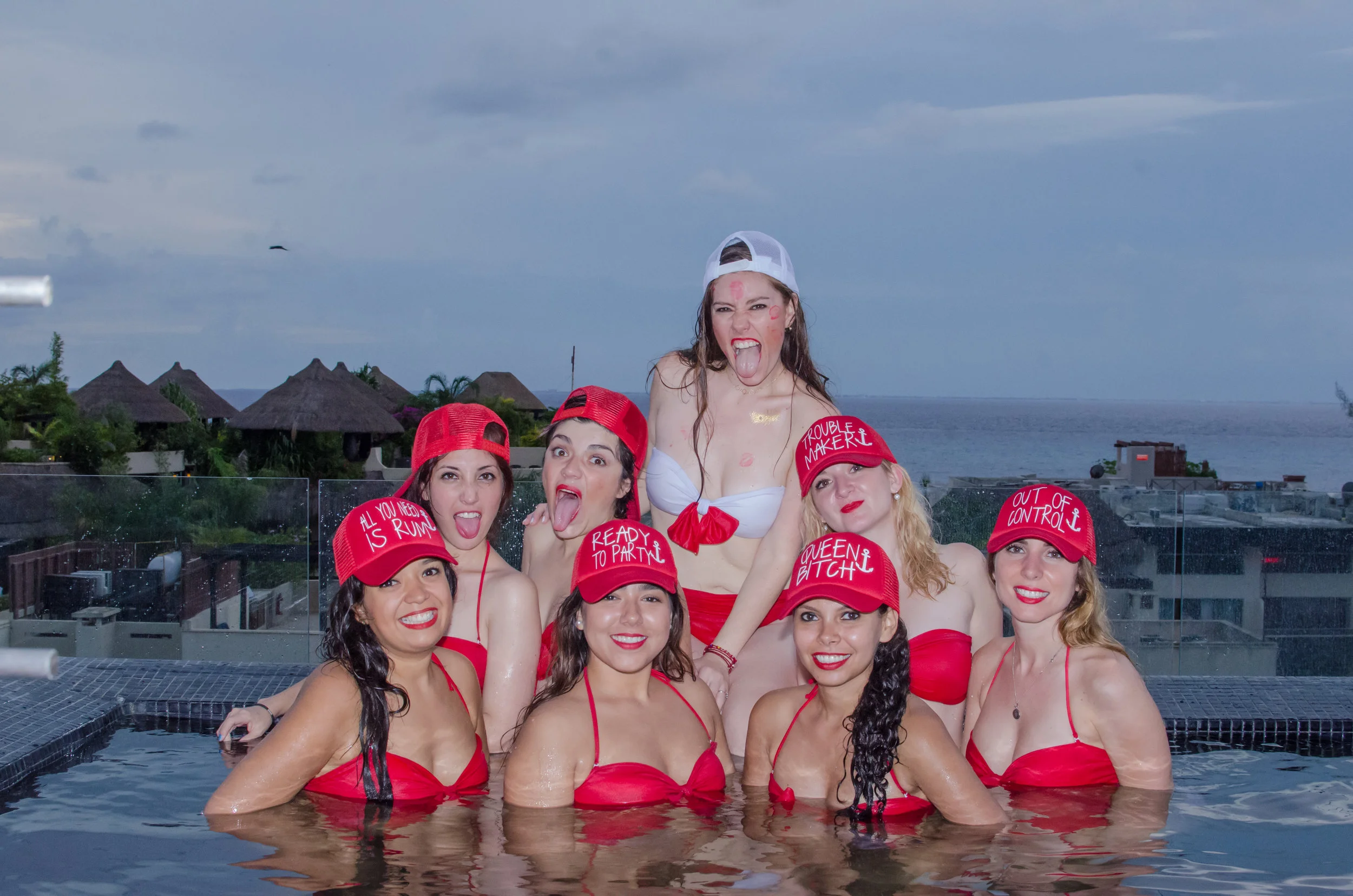 bachelorette party at the roof top pool