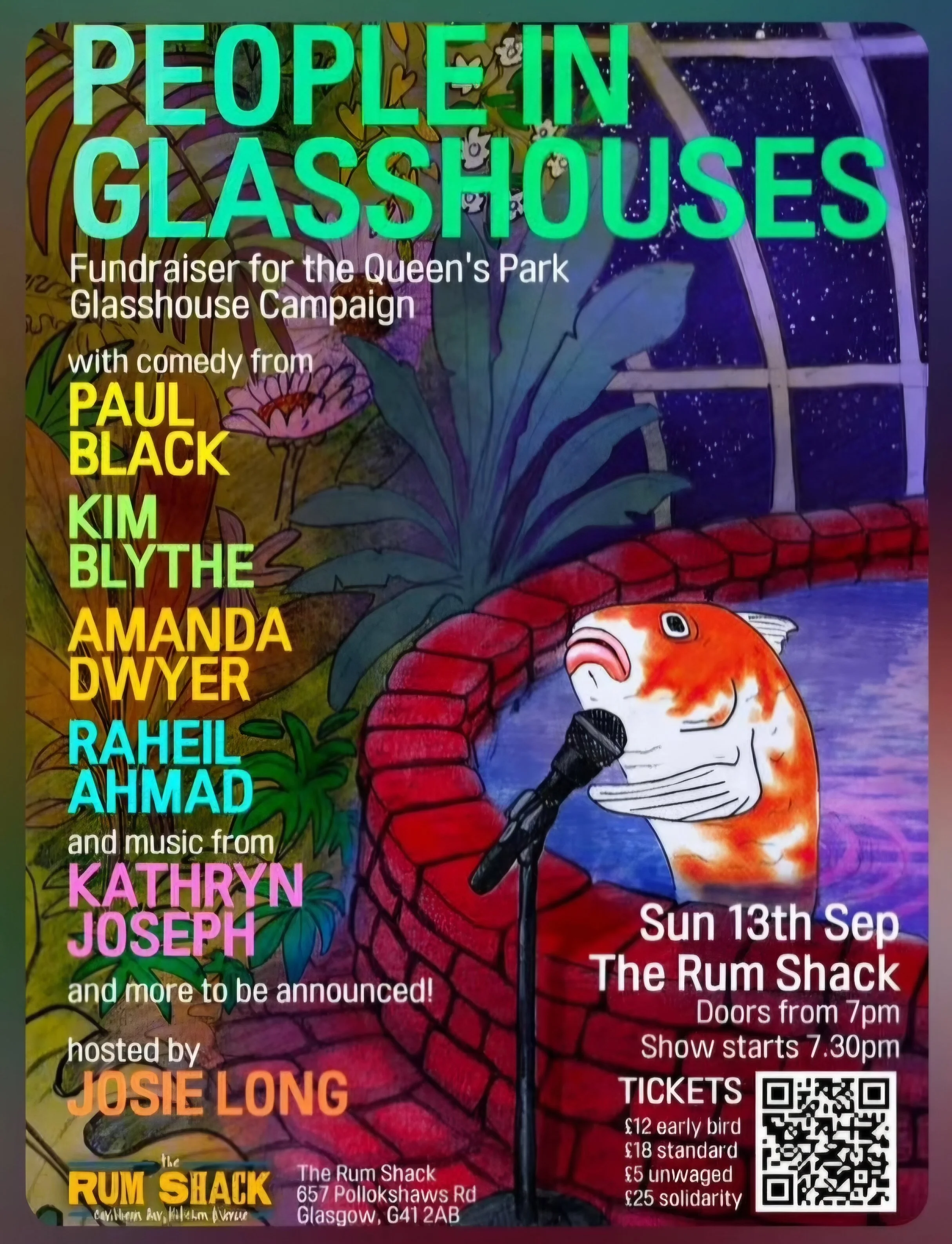 SOLD OUT!! QUEENS PARK GLASSHOUSE FUNDRAISER W/ JOSIE LONG &amp; FRIENDS