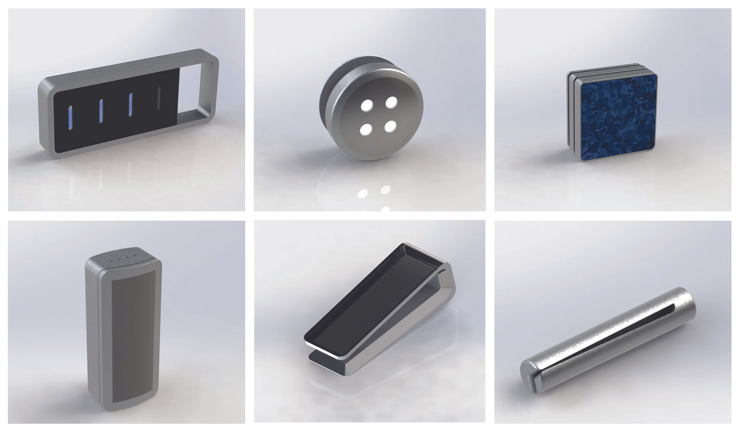 Some early prototypes to test the aesthetics of different configurations of internal components.