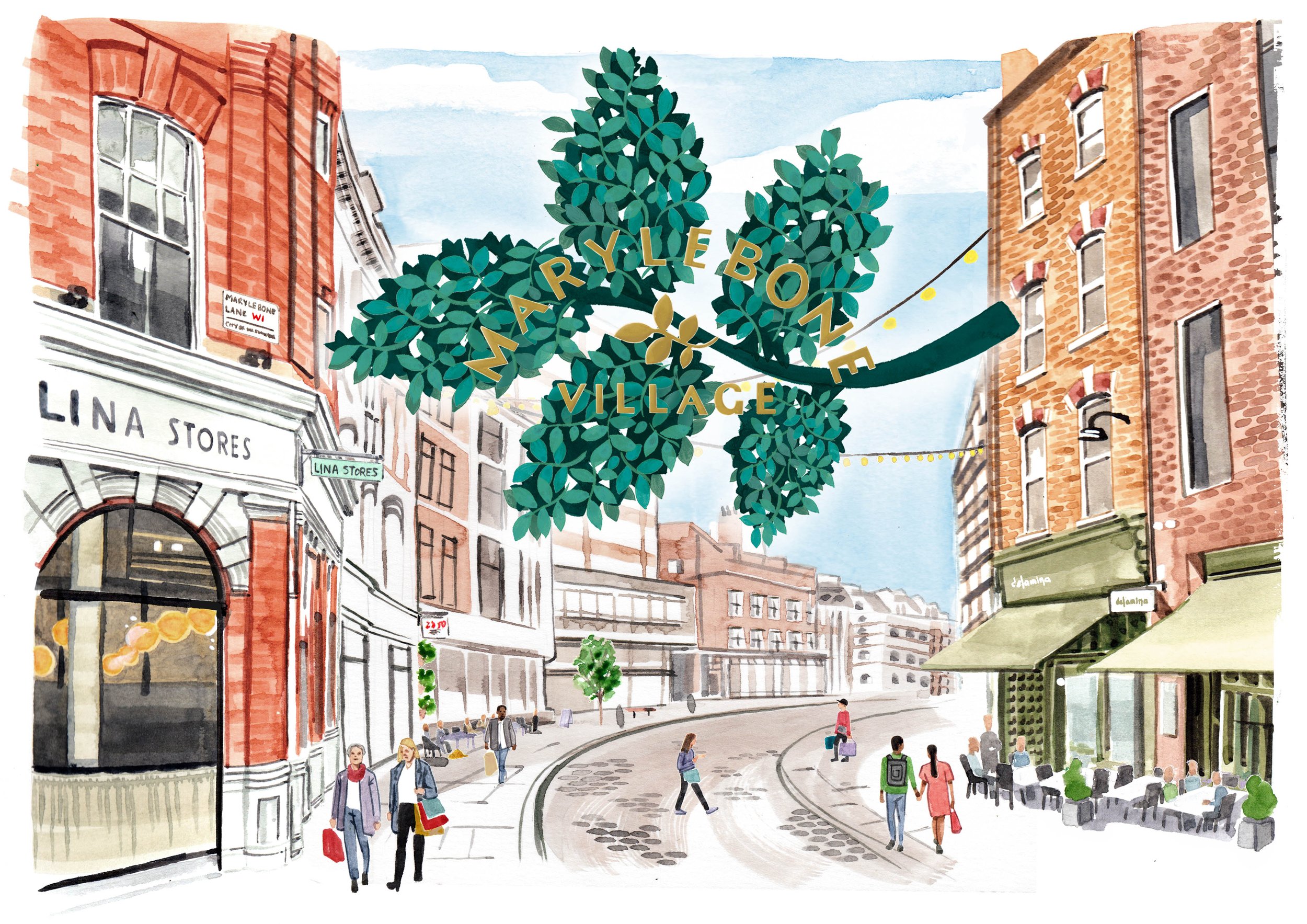 Watercolour architecture illustration Marylebone Willa Gebbie