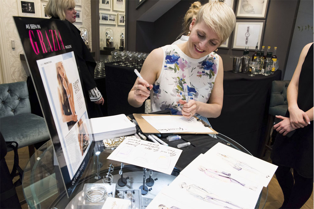 Live fashion illustration in London with links of London