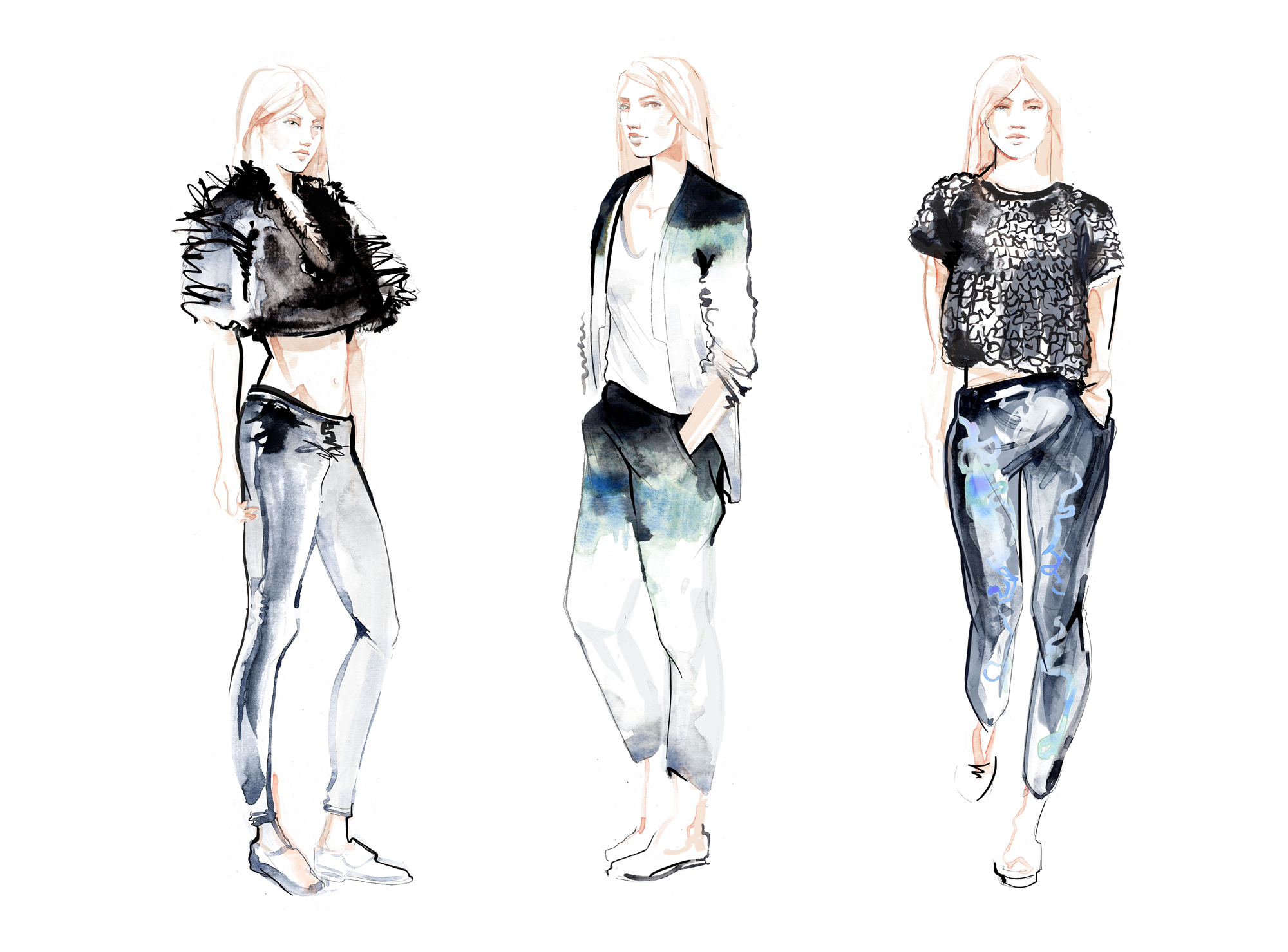 Willa Gebbie fashion illustrations for River Island X Zoë Jordan 