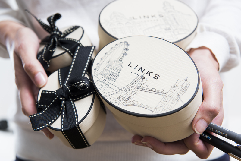 Bespoke, hand-drawn packaging for Links of London at Harrods