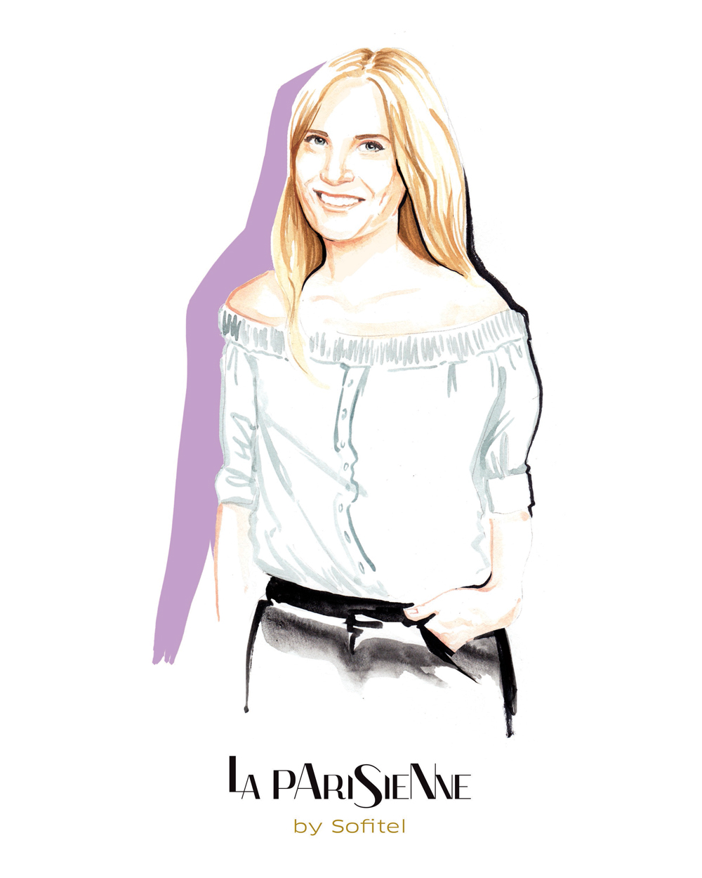 PR Fashion Illustration Portraits for La Parisienne invitations by Willa Gebbie