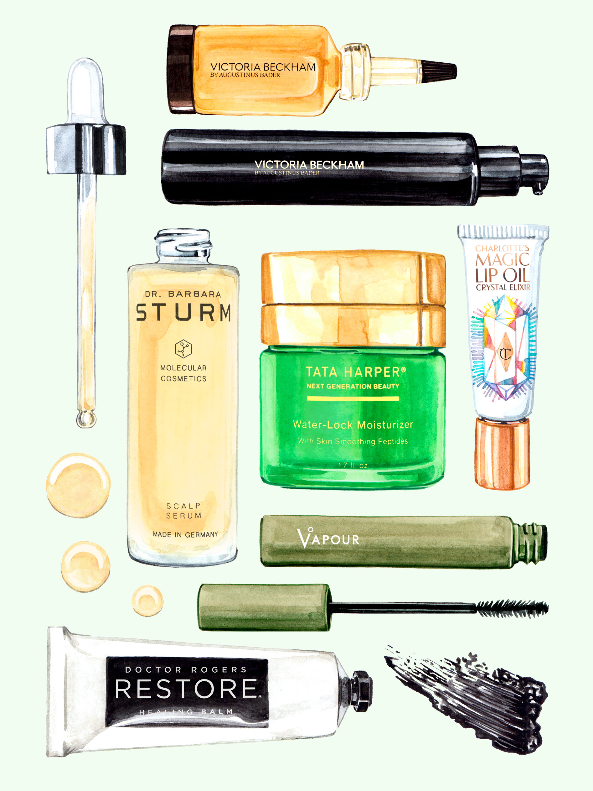 Willa Gebbie illustration watercolour beauty products