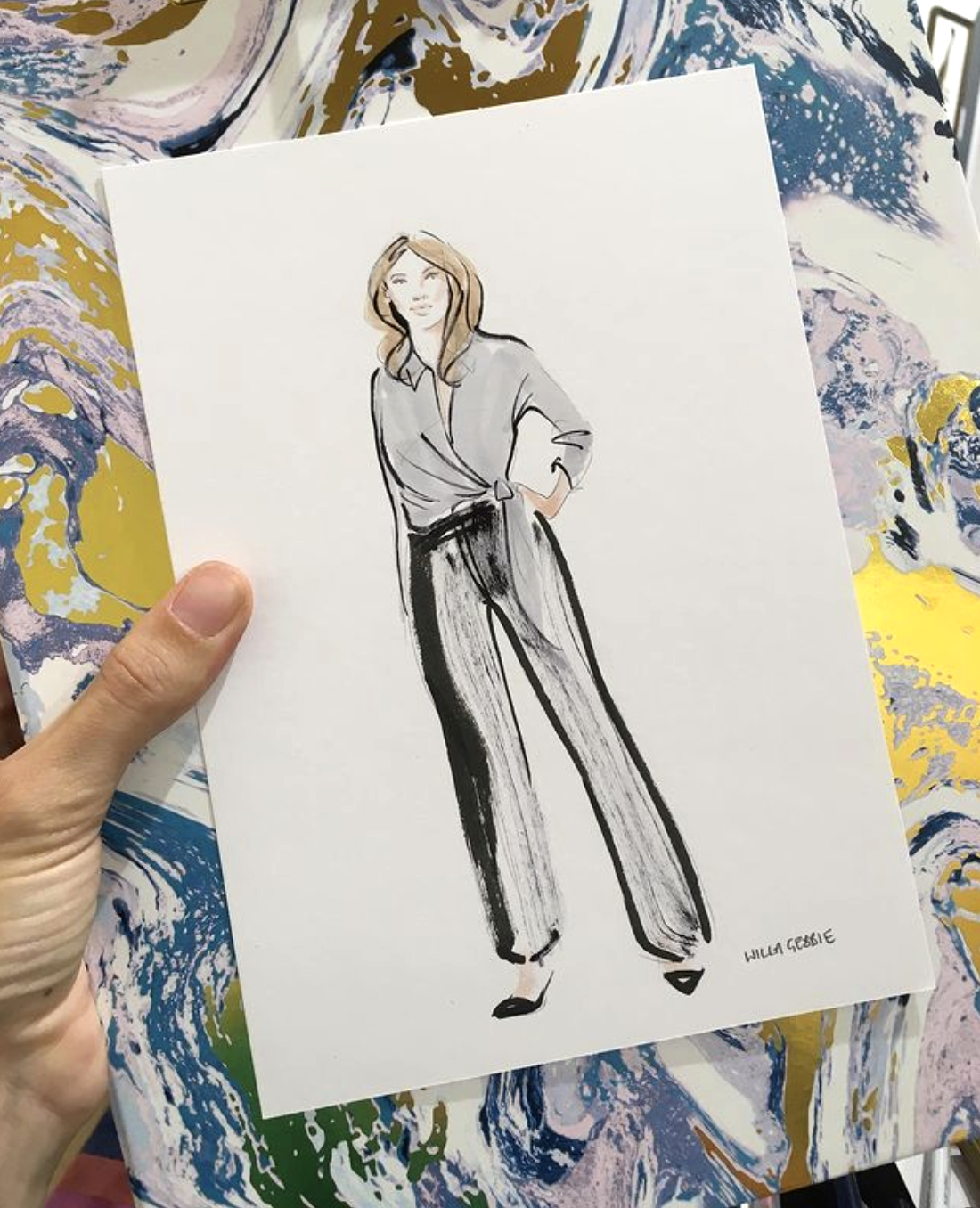 Willa Gebbie live illustrator London - quick fashion portraits and live illustration