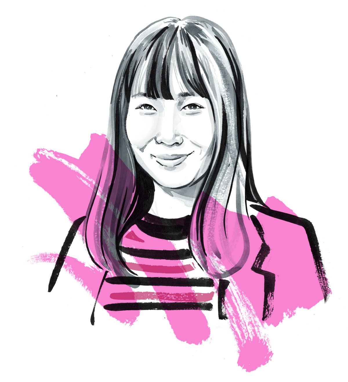 B&amp;W portrait for Forbes Japan in watercolour by Willa Gebbie