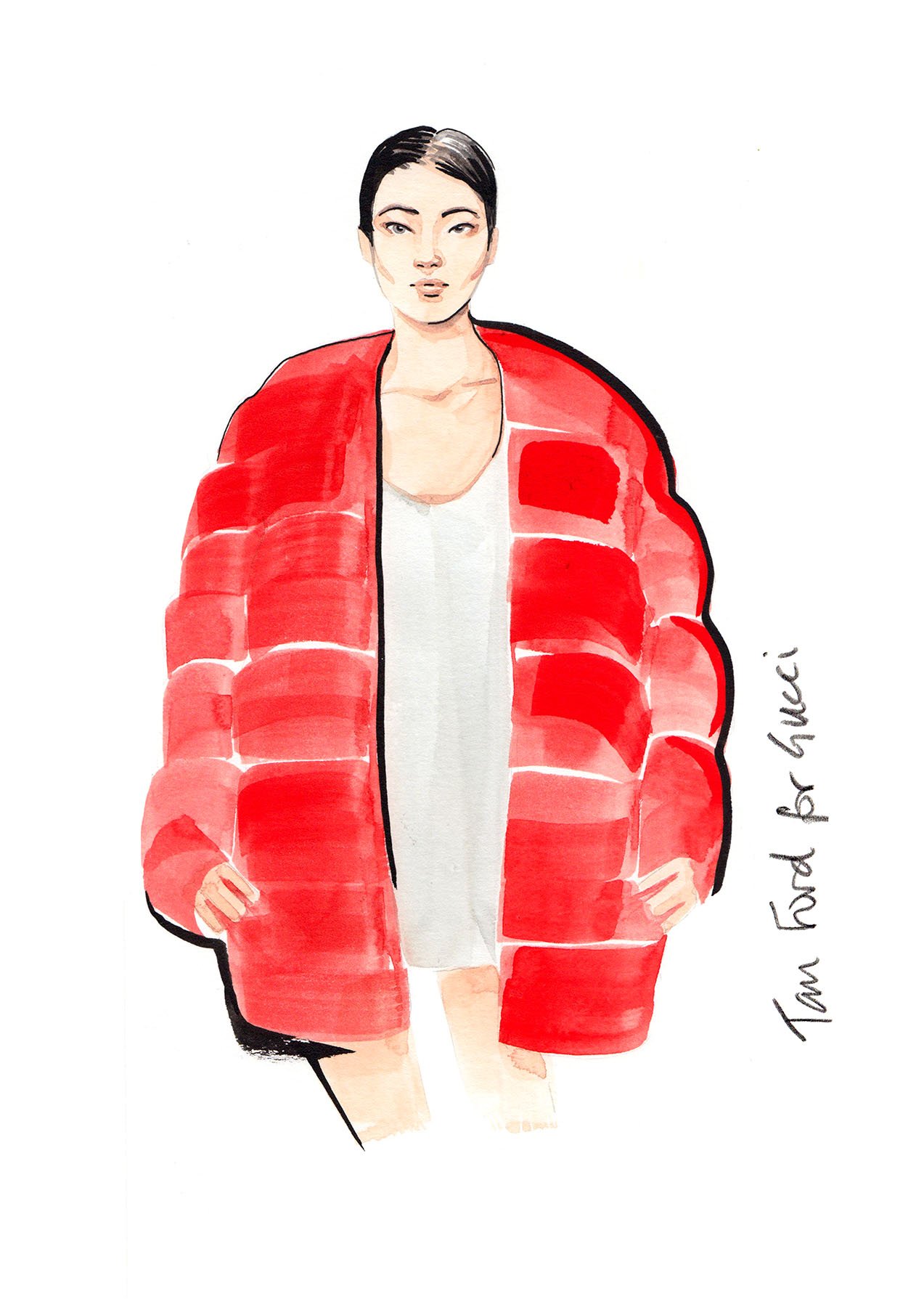 Fashion illustration watercolour  by illustrator Willa Gebbie