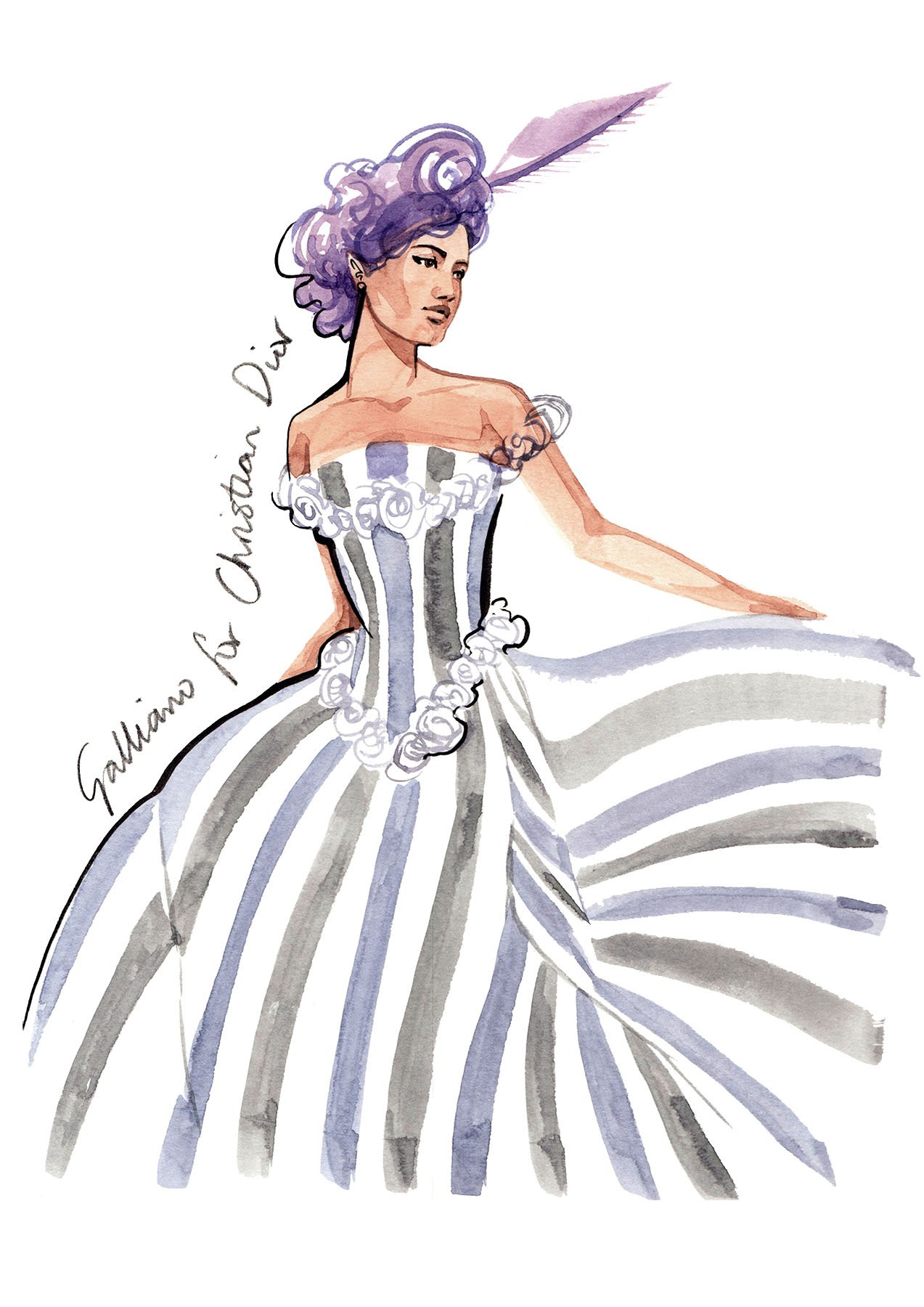 Fashion illustration watercolour  by illustrator Willa Gebbie